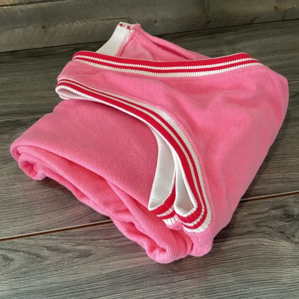 Juicy By Juicy Couture Y2K Crop Wide Leg Terry Cloth Jumpsuit Size M V Neck Pink - Picture 13 of 16